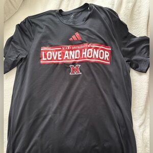 Adidas Black and Red Miami University Tee